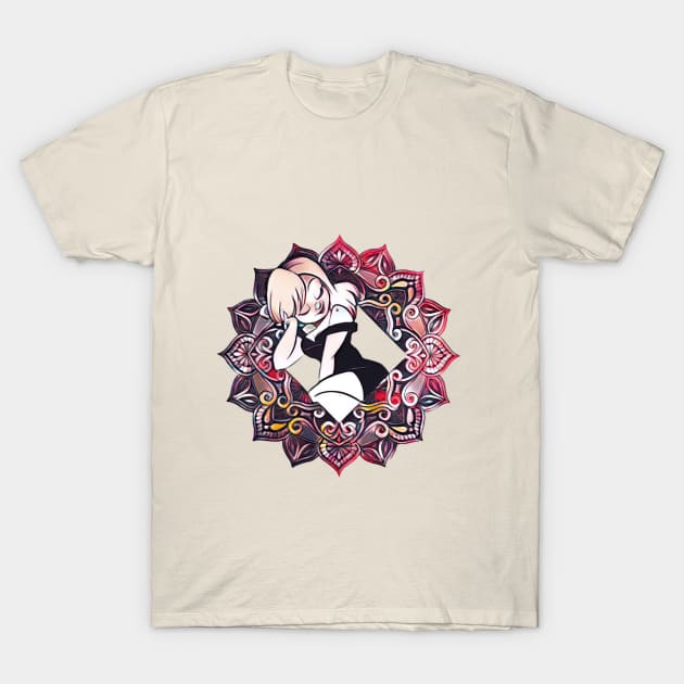 mandala with anime charactere T-Shirt by bloutoux